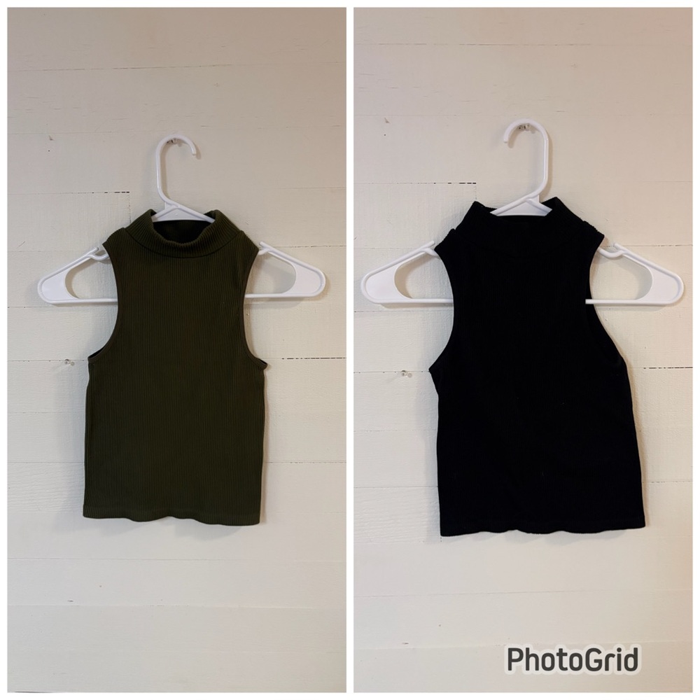 Suzette Collection Ribbed Mock Neck Tank Bundle Black Olive S/M